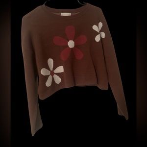 Altar'd State 70’s inspired flower cropped sweater